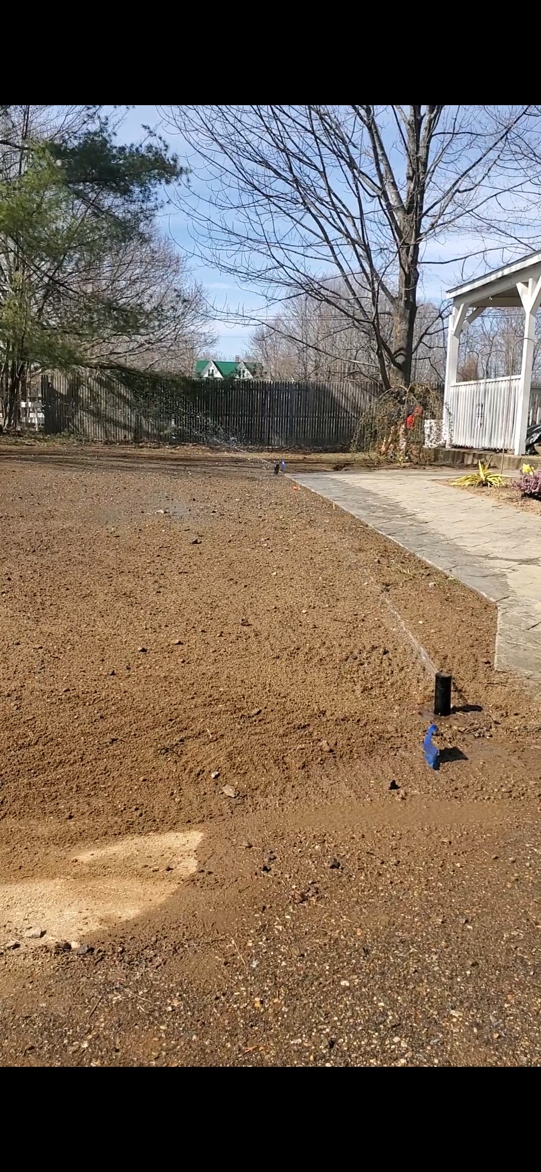 Irrigation system installation in a residential yard