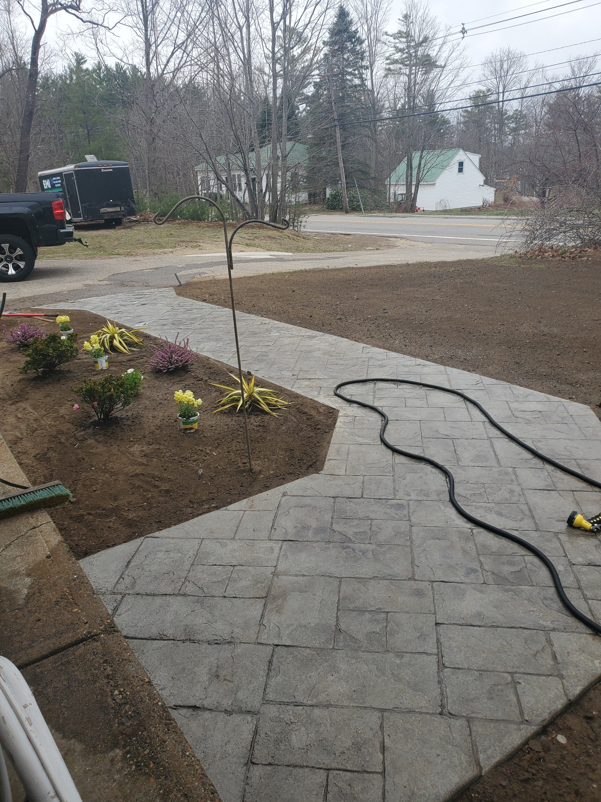 Patio area with surrounding irrigation zones